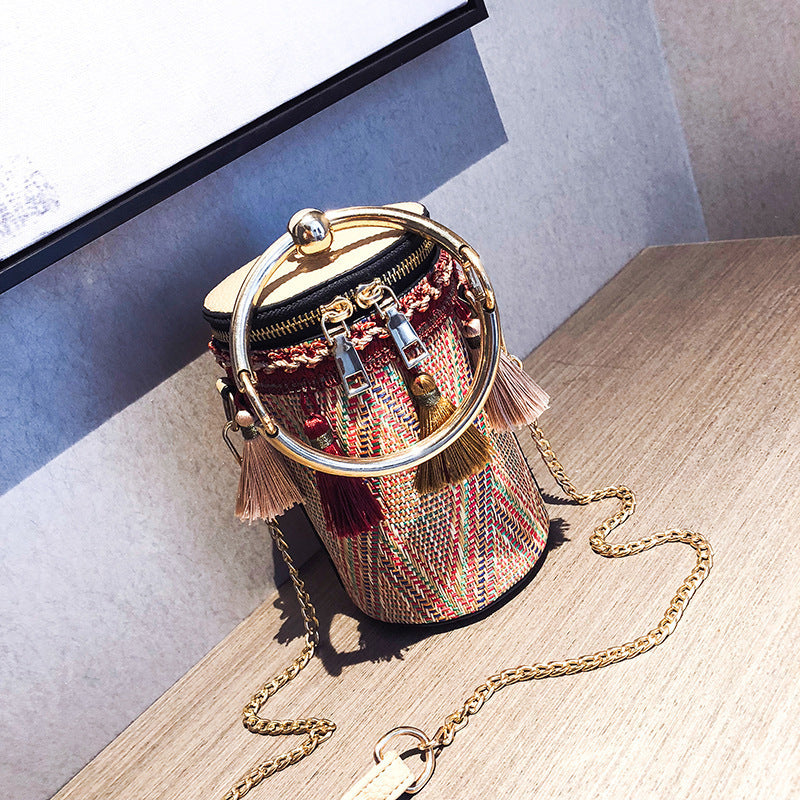 Luxury Handbag Women Bag Designer Retro Weave Feather Tassel lady Shoulder Bag
