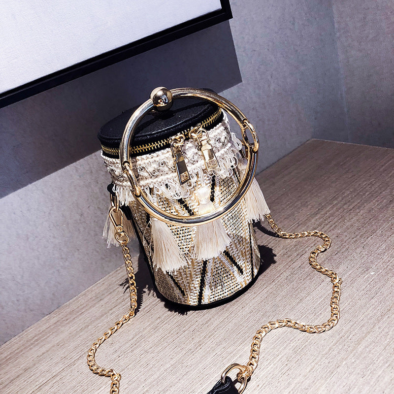 Luxury Handbag Women Bag Designer Retro Weave Feather Tassel lady Shoulder Bag