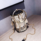 Luxury Handbag Women Bag Designer Retro Weave Feather Tassel lady Shoulder Bag